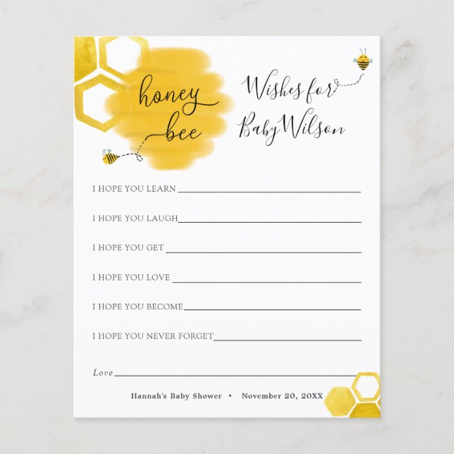 Desejo pelo nosso Chá de fraldas de Abelhas (Frente)