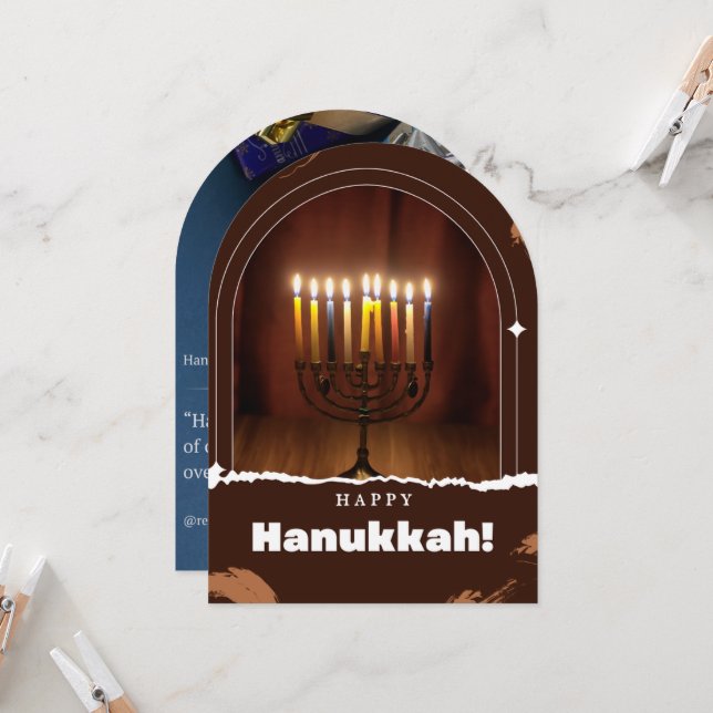 Desejos Convite Feliz Hanukkah (Frente/Verso In Situ)