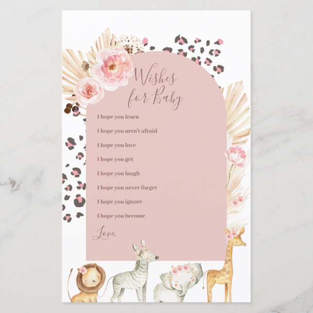 Desejos de Animais Selvagens Boho Rosa para Bebê (Frente)