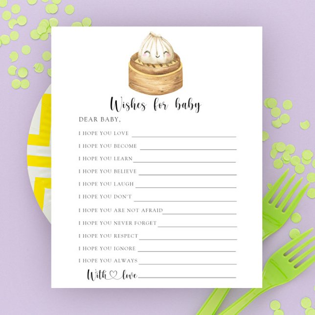 Desejos de baby shower para bebê de dumpling chinê (Criador carregado)