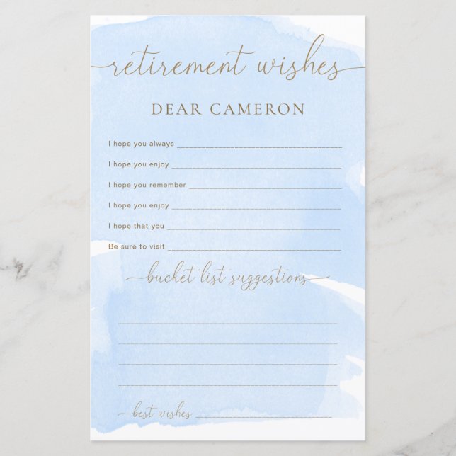 Desejos de Baixa de Cor Azul (Frente)