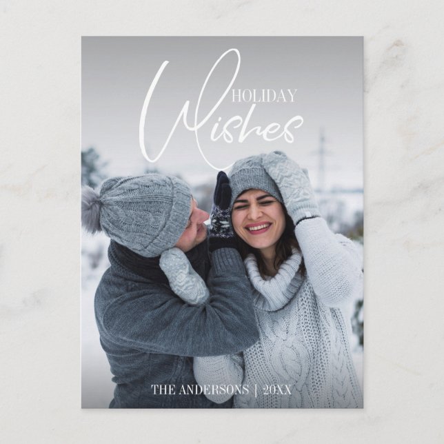 Desejos de Feriado Foto de Natal Cartão Postal (Frente)