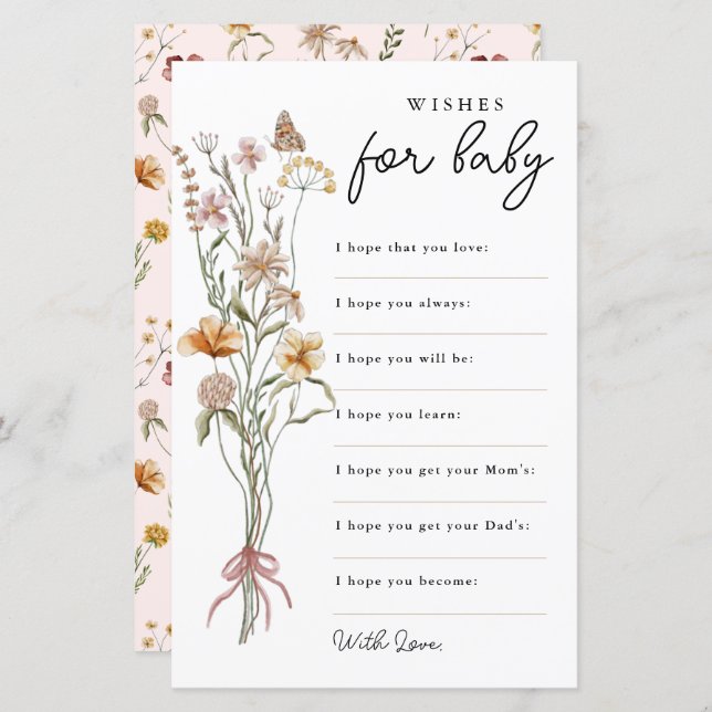 Desejos de flor silvestre para Cartão de Aconselha (Frente/Verso)