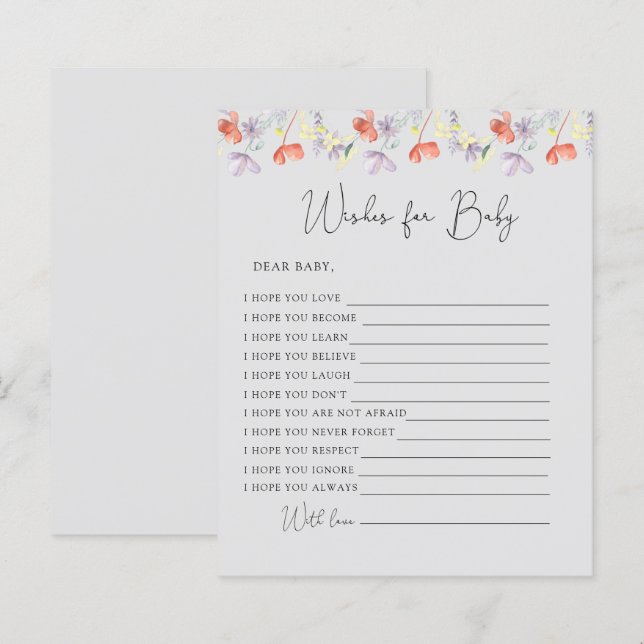 Desejos de Flores Silvestres para bebê (Frente/Verso)