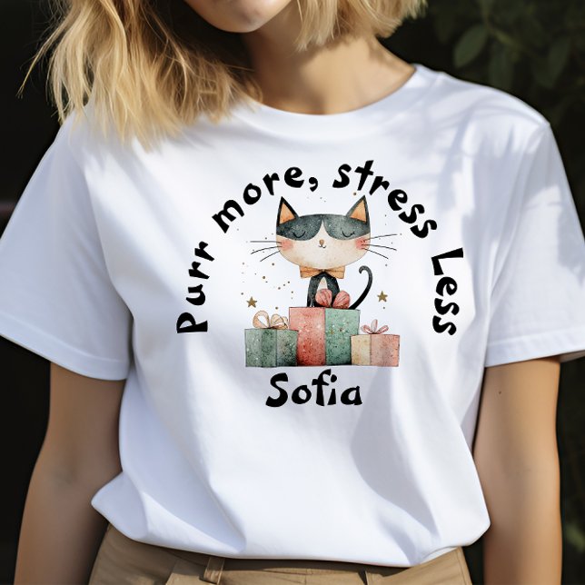 Desejos de Natal Nome de Mães de gato - Camisa neg (Criador carregado)