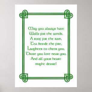 Desejos irlandeses com Celtic design ou poster imp