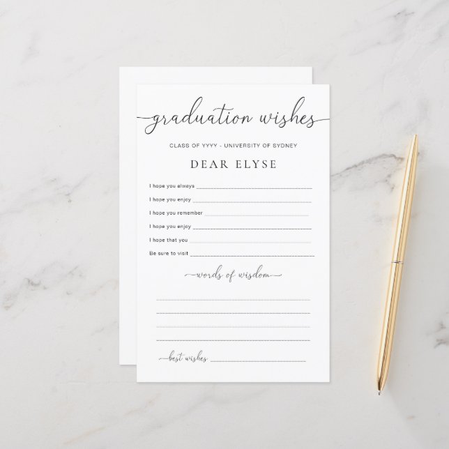 Desejos mínimos de graduação de Quinn (Frente/Verso In Situ)