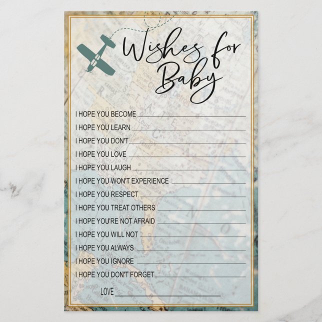 Desejos para a memória convidada do Chá de fraldas (Frente)