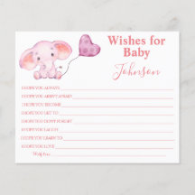 Desejos Para Bebê | Elefante Bebê | Cartão de Chá 