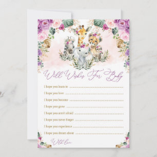 Desejos para Bebê Rapariga Selvagem Safari Cartão 