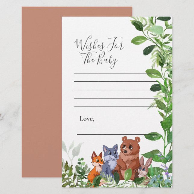 Desejos para bebês amigos da floresta Woodland (Frente/Verso)