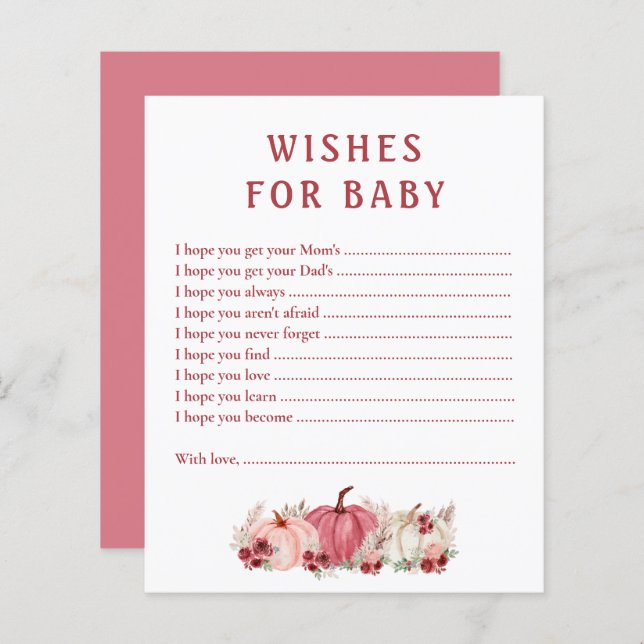 Desejos para Cartão de Bebê Abóboras Jogo de Chá d (Frente/Verso)