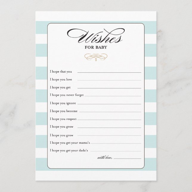 Desejos para Cartão de Bebê - Azul (Frente)