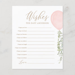 Desejos para Jogo de Chá de fraldas de Balão Rosa 