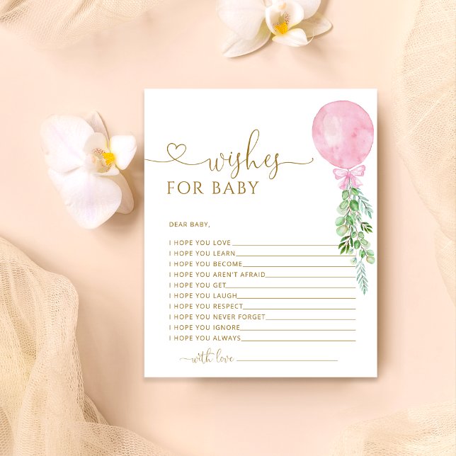 Desejos para Jogo de Chá de fraldas de Balão Rosa  (Criador carregado)