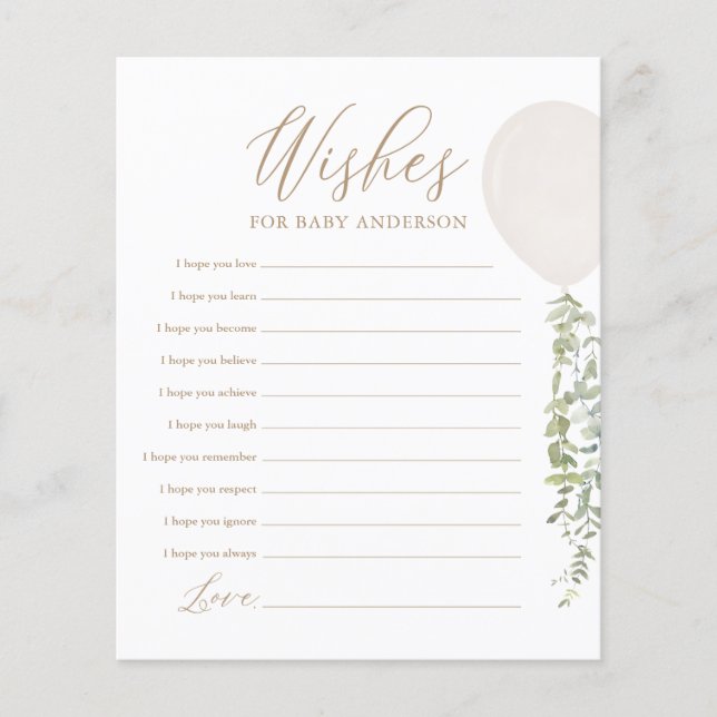 Desejos para Jogo de Chá de fraldas de Bebês White (Frente)