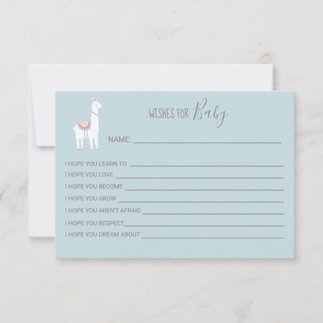 Desejos para o bebê Llama Chá de fraldas Boy Blue (Frente)