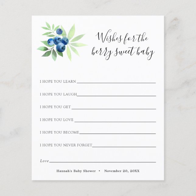 Desejos para o Cartão Bebê Berry Sweet (Frente)