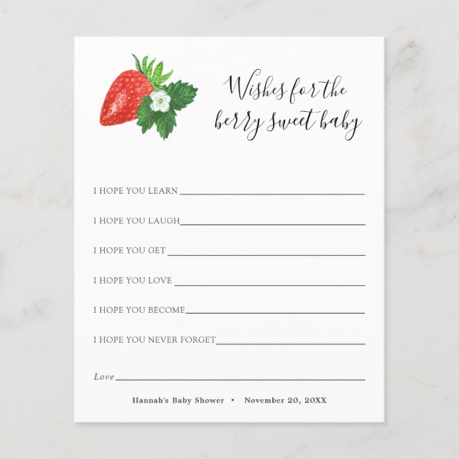 Desejos para o Cartão Bebê Berry Sweet (Frente)