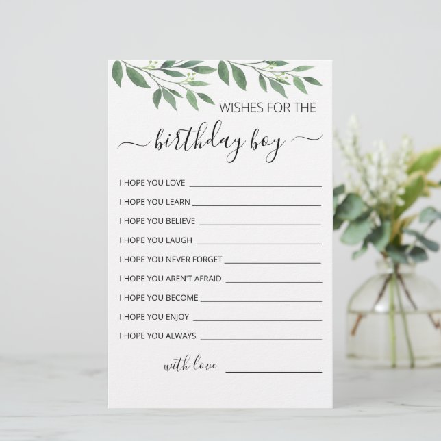 Desejos para o cartão de Festa de aniversário do m (Em pé/Frente)