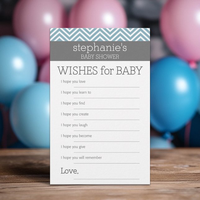 Desejos por Bebê - Jogo de Chá do Pastel Blue Chev (Custom Baby Shower Games)