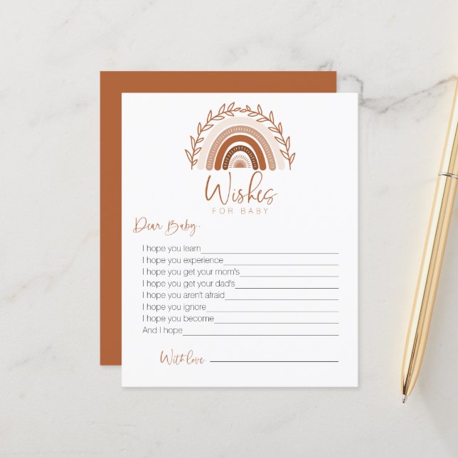 Desejos por Cartão de Bebê, Jogo Arco-Íris Boho (Frente/Verso In Situ)