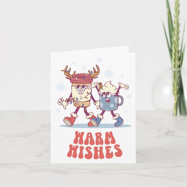 Desejos quentes: Cartão de Férias do Groovy Retro (Frente)