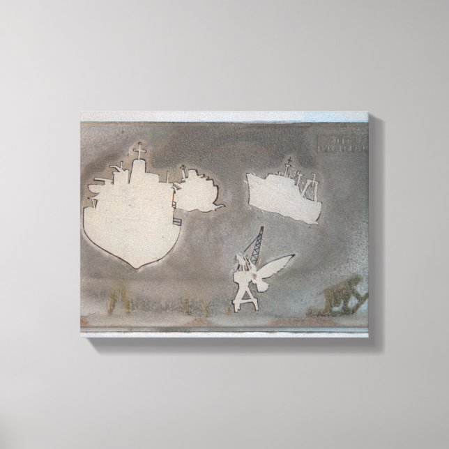 Desembarque Canvas de mídia mista K7 1986 (Frente)