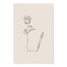 Desenho a Caneta de Rosa - Poster Floral e Preto