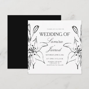 Desenho a Tinta de Lírios para Casamento