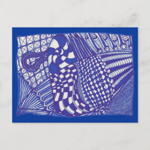 Desenho Abstrato azul e branco, cartões postais