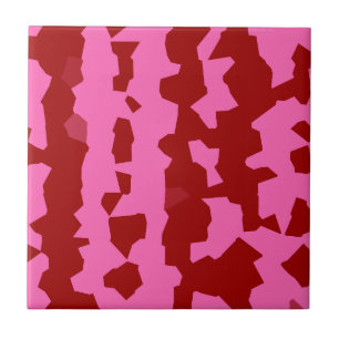Desenho Abstrato Irregular Rosa Bege Vermelho