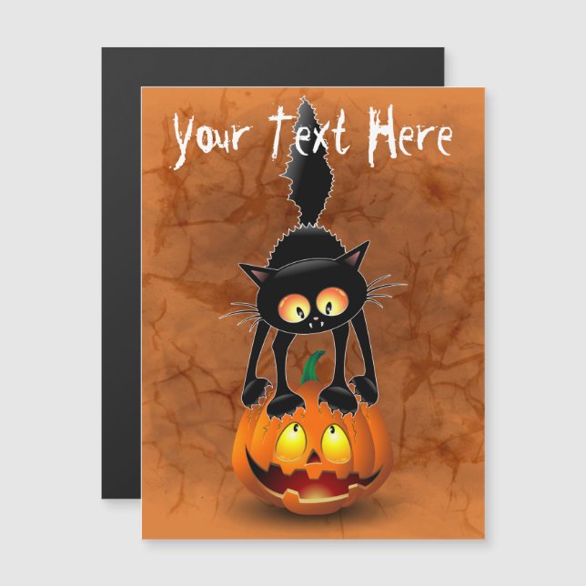 Desenho animado de gato assustado no Halloween em  (Frente/Verso)