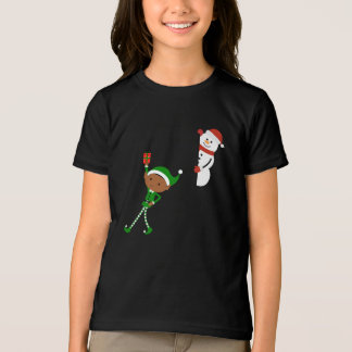 Desenho Animado de Natal de Elfo e Boneco de Neve