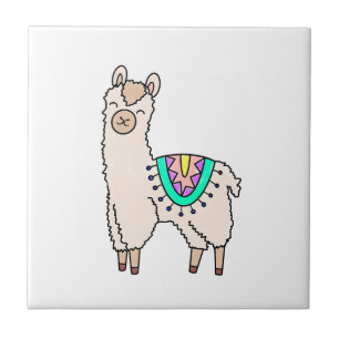 desenho animado feliz lama alpaca