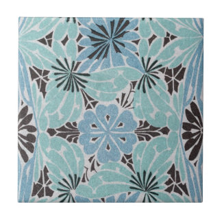 desenho art nouveau floral azul
