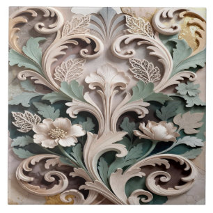 Desenho Barroco Floral Talhado Elegante