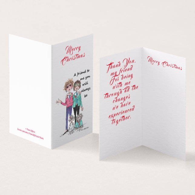 Desenho colorido de 2 amigos próximos e seus cães (Interior e exterior)