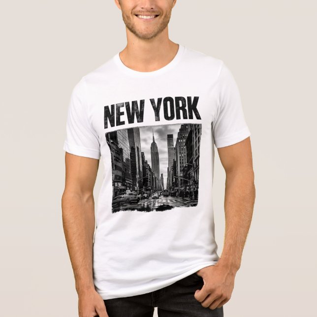 Desenho com imagem preta e branca de Nova York (Frente)