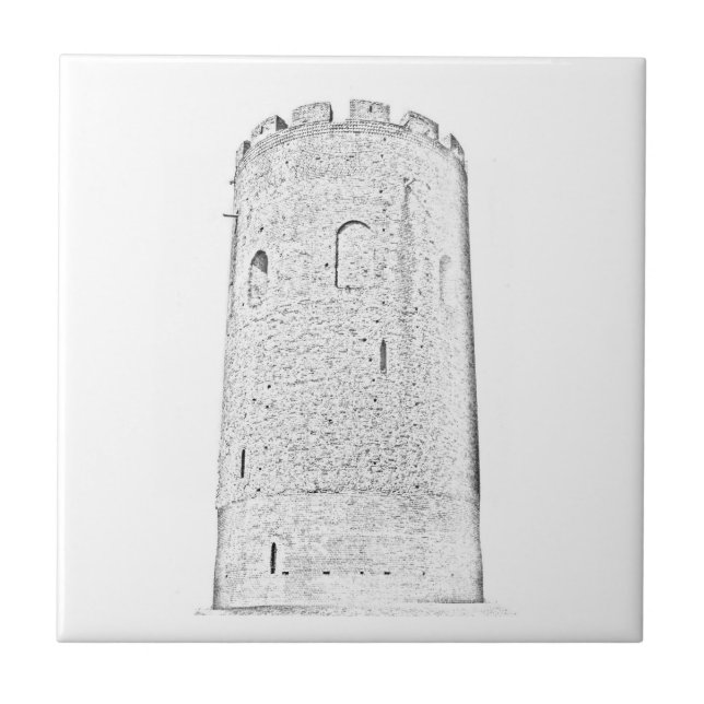 Desenho da Arquitetura de Torre Antiga (Frente)