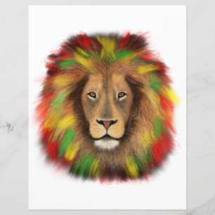 Desenho da cabeça de leão Rasta vermelho amarelo v