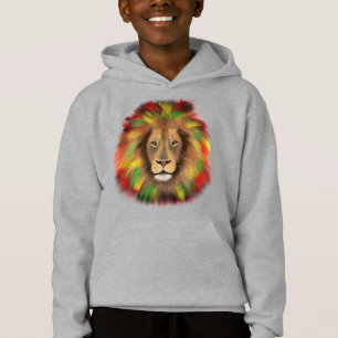 Desenho da cabeça de leão Rasta vermelho amarelo v