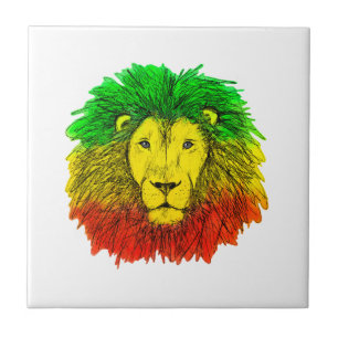Desenho da cabeça de leão Rasta vermelho amarelo v
