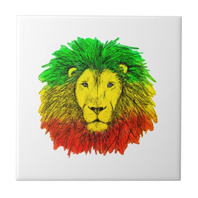 Desenho da cabeça de leão Rasta vermelho amarelo v (Frente)