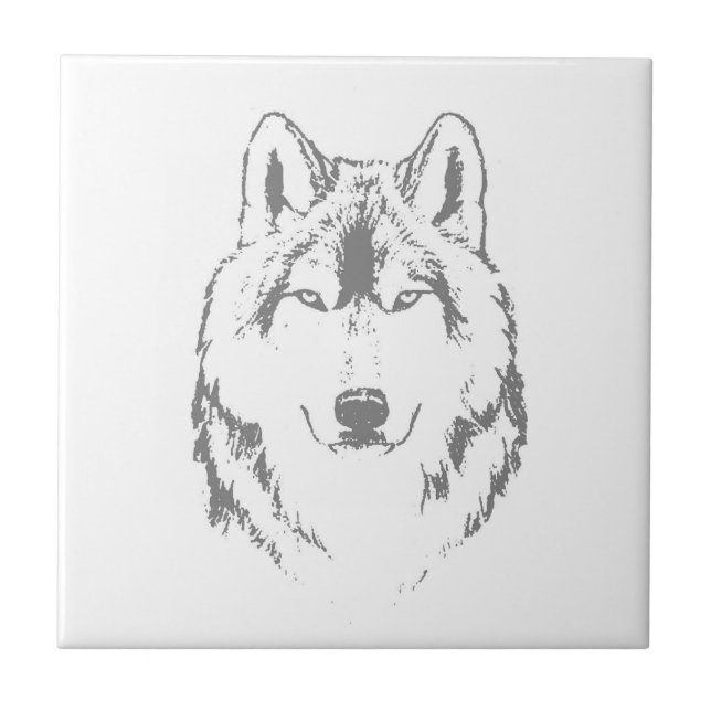 Desenho Da Cabeça Do Lobo Negro E Branco Engraçado (Frente)
