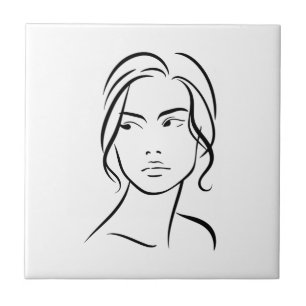 Desenho da face de uma mulher de linha 4