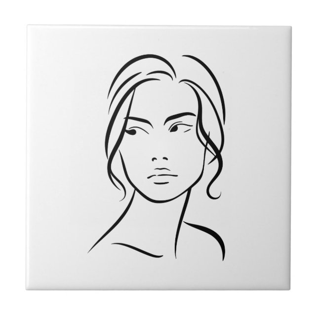 Desenho da face de uma mulher de linha 4 (Frente)