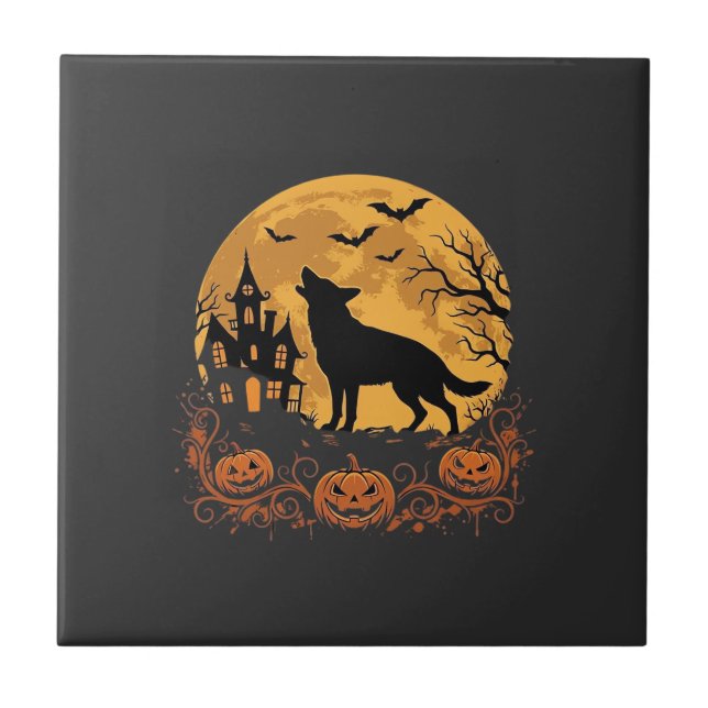 Desenho de abóbora da lua de Halloween do Pastor A (Frente)