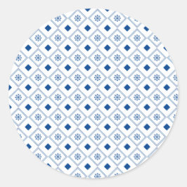 desenho de adesivo redondo com azul e branco