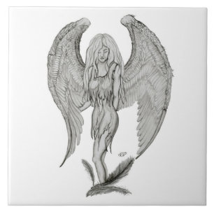 desenho de anjo preto e branco